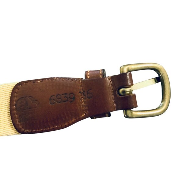 Vintage Dooney & Bourke Belt Size 36 Fits Like 34 Cream Navy Stripe Leather Tabs - Picture 3 of 6